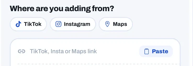Adding a TikTok, Instagram or Google Maps link in feedtrip